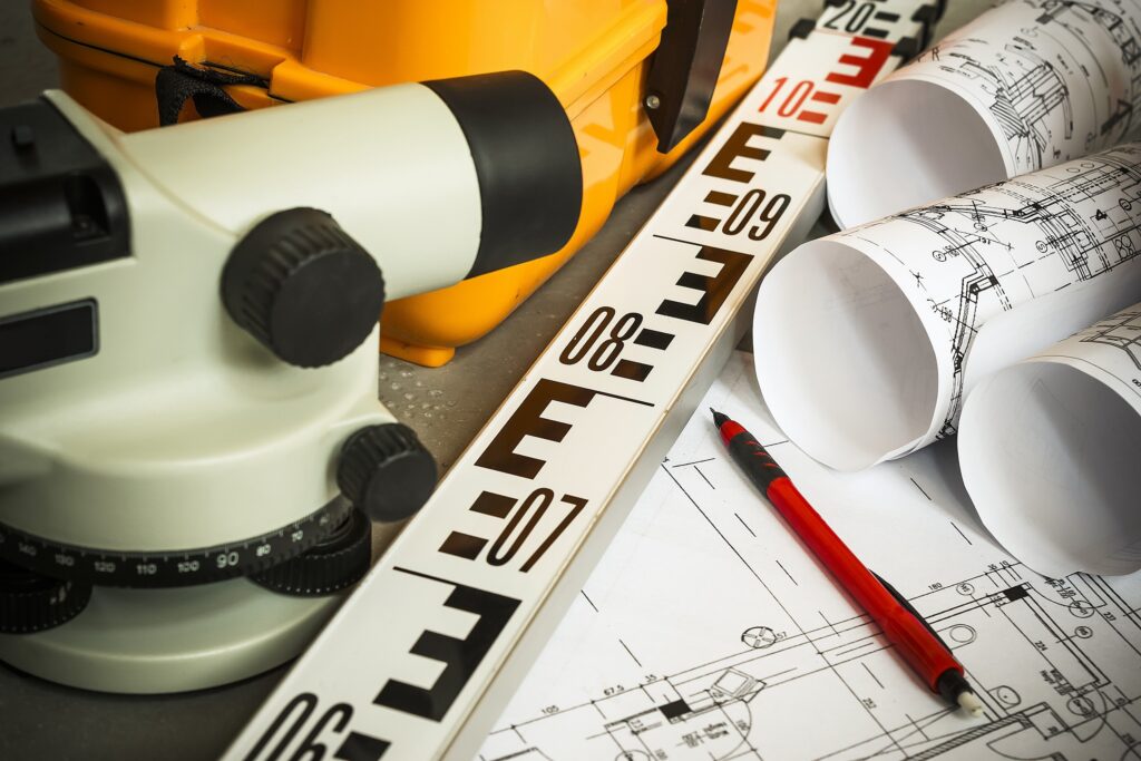 important surveying on the construction site the foreman